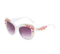 Lunettes de soleil à fleurs pour femme - Monture de décoration - Œil de chat - Lunettes de soleil de luxe tendance - nuances roses, c8, Taille unique