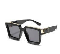 Lunettes de soleil à grand - Jucnuz - cadre rétro à la mode de luxe léger lunettes de soleil pour hommes à la mode Noir