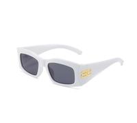 Lunettes de soleil à la mode carré grand cadre lettre B lunettes de soleil protection UV400, Cadre blanc uni flocons gris