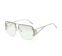 Lunettes de soleil à monture partielle Protection UV400 Motif patrimoine inspiré des pilotes pour homme et femme Style polyvalent, Argenté/mercure