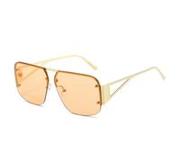 Lunettes de soleil à monture partielle Protection UV400 Motif patrimoine inspiré des pilotes pour homme et femme Style polyvalent, Doré/champagne