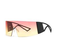 Lunettes de soleil à monture surdimensionnée pour femmes, dessus plat, double pont rétro, style urbain à la mode, protection UV400 (C5)