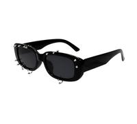 Lunettes de soleil à rivets cloutés sur le thème punk - Verres incassables - Petite monture - Pour femme - Pour usage quotidien - Activité de plein air - Protection solaire, Cadre noir gris tarte