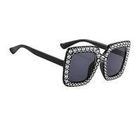 Lunettes de soleil à strass pour femme, lunettes de soleil à paillettes - Lunettes de soleil tendance pour femme, monture carrée surdimensionnée, lunettes de soleil bling-bling, activités d'été, Noir