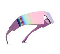 Lunettes de soleil à visière Futuristic Rimless One Piece pour homme et femme, nuances miroir, violet, violet