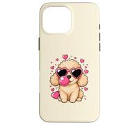 Lunettes de Soleil Amusantes en Forme de cœur de Caniche pour la Saint-Valentin Coque pour iPhone 16 Pro Max