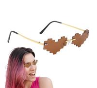 Lunettes de soleil amusantes en forme de cœur mosaïque - Lunettes sans arc colorées - Lunettes de plage tendance pour adultes et - Idéales pour les fêtes, la conduite, le cyclisme et les