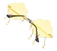 Lunettes de Soleil Amusantes Nuage sans Monture PC Jaunes pour Filles | Forme Nuage Chic, Protège les Yeux du Soleil, pour Voyage et Fête D'halloween
