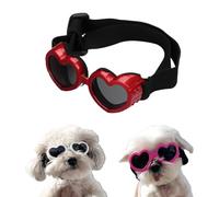 Lunettes de soleil anti-buée en forme de cœur avec sangle réglable pour petits chiens, protection UV, 6 couleurs (rouge)
