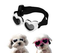Lunettes de soleil anti-buée en forme de cœur avec sangle réglable pour petits chiens, protection UV, 6 couleurs (blanc)