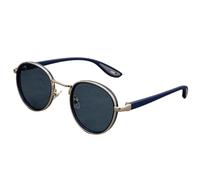 Lunettes de soleil avec protection UV400 | Monture ronde ultralégère en métal | Verres couleur bonbon pour sports de plein air et conduite (argenté, bleu et gris)