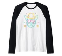 Lunettes de Soleil avec Visage de Loup et Cowboy - Motif Western - Rose Cool Manche Raglan