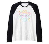 Lunettes de Soleil avec Visage de Loup et Cowboy - Motif Western - Rose Cool Manche Raglan