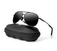 Lunettes de soleil aviateur polarisées pour homme - Protection UV - Légères - Pour la conduite, la pêche, le sport - Lunettes unisexes MX208 - Monture noire