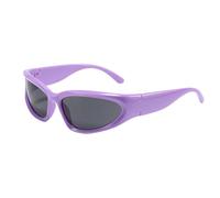 Lunettes de soleil aviateur pour femme style mécanique rétro protection UV400 verres réfléchissants multi-accents design pour cadeau urbain, violet/gris