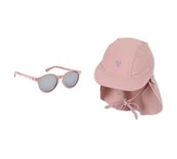 Lunettes de soleil Béaba pour enfants 4-6 ans & chapeau de soleil à visière Sterntaler pour le bain avec protection de la nuque et bande à nouer, protection UV 50+, taille 47, fille