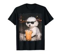 Lunettes de Soleil Bichon Frise Blanc Buvant du café glacé T-Shirt