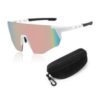Lunettes de Soleil Blanc Homme Femme lunettes de vélo rapides lunettes de sport Coupe Vent Anti Buée lunette de vitesse pour VTT Vélo de Course Ski Course à Pied Pêche Golf Raves Activités Extérieures