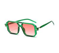 Lunettes de soleil carrées à double pont Protection UV400 Style urbain Cadre pour homme Unisexe Photographie en plein air Cadeau, Vert translucide/double rose