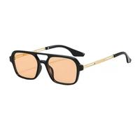 Lunettes de Soleil Carrées à Petite Monture Femme Mode Lunettes de Soleil de Luxe Femme Vintage Creux Léopard Bleu, Noir Champagne, Taille Unique