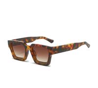 Lunettes de soleil carrées de protection UV400 - Monture épaisse - Style minimaliste surdimensionné - Léger - En acétate - Unisexe - Cadeau pour usage urbain, Fleurs emballées/bleu sarcelle double