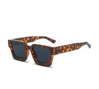 Lunettes de soleil carrées de protection UV400 - Monture épaisse - Style minimaliste surdimensionné - Léger - En acétate - Unisexe - Cadeau pour usage urbain, Léopard à pois/gris