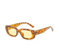 Lunettes de soleil carrées pour femme - Cadre tendance - Design géométrique audacieux - Style chic - Accessoire pour un cadeau d'été urbain, Léopard/jaune