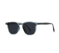 Lunettes de soleil carrées pour homme, style rétro, protection UV400, rivets, style luxueux, vertes, pour le shopping, les voyages, la plage, les soirées et le vélo. Coloris bleu-gris, taille unique.