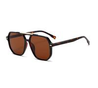 Lunettes de soleil carrées rétro pour hommes et femmes monture en plastique à la mode double faisceau grande monture carrée lunettes de soleil unisexes des années 90 (Style 2,Taille unique)