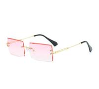 Lunettes de soleil carrées sans monture en polycarbonate avec bords coupés - Accessoire de mode pour femme - Style urbain - Cadeau d'été, Or/poudre graduelle