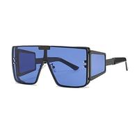 Lunettes de soleil carrées une pièce surdimensionnées avec miroir argenté pour femme - Jambe large - En alliage - Hip Hop - Pour homme, 3, Taille unique