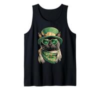 Lunettes de Soleil Chat Noir avec cœurs Trèfle Jour de la St Patrick Débardeur