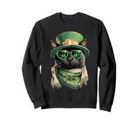 Lunettes de Soleil Chat Noir avec cœurs Trèfle Jour de la St Patrick Sweatshirt