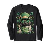 Lunettes de Soleil Chat Noir avec trèfles cœurs St Patrick Manche Longue