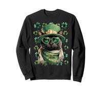 Lunettes de Soleil Chat Noir avec trèfles cœurs St Patrick Sweatshirt