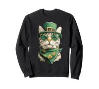 Lunettes de Soleil Chat tigré avec cœurs Trèfle Jour de la St Patrick Sweatshirt