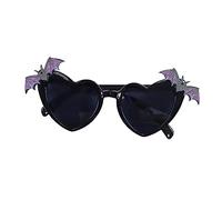 Lunettes de soleil chauve-souris en forme de cœur noir rouge - Accessoires d'Halloween - Deux accessoires de lunettes de soleil chauve-souris - Cadeau d'Halloween gothique gothique - PcN48 (A, taille