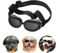 Lunettes de soleil chien avec sangles réglables, protection UV, anti-buée, petit chien/chat 4-10 kg, noir