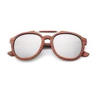 Lunettes de soleil classiques en bois à monture elliptique, tendance, pour hommes et femmes, verres UV400, blanc argenté, WoodCaseA