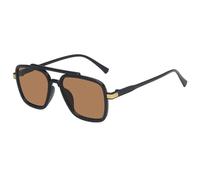 Lunettes de soleil classiques rétro à double pont pour femmes et hommes, style punk, pour l'été, la conduite, les voyages, UV400 (noir et marron)