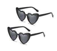 Lunettes De Soleil Coeur,2 PCS Lunettes Coeur Hippy Lunettes Hippie Monture En Métal Rétro Lunettes De Soleil Vintage Pour Femmes Filles Festival 60s 70s Hippy Fantaisie Déguisement Accessoire