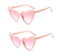 Lunettes De Soleil Coeur,2 PCS Lunettes Coeur Hippy Lunettes Hippie Monture En Métal Rétro Lunettes De Soleil Vintage Pour Femmes Filles Festival 60s 70s Hippy Fantaisie Déguisement Accessoire
