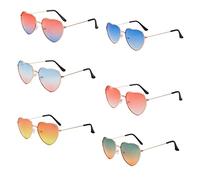 Lunettes de Soleil Coeur, Style Hippie Métal, Plage-Voyage-Usage Quotidien - 6 Pièces