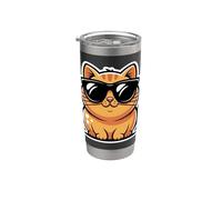 Lunettes de soleil cool chat mignon dessin animé enfants Gobelet isotherme en acier inoxydable double paroi