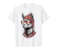 Lunettes de Soleil Cool Lama pérou drôles T-Shirt Graphique avec Valeur, Homme, Blanc, XL