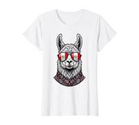 Lunettes de Soleil Cool Lama pérou T-Shirt Graphique avec Valeur, Femme, Blanc, S