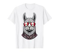 Lunettes de Soleil Cool Lama pérou T-Shirt Graphique avec Valeur, Homme, Blanc, XL