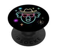 Lunettes de Soleil Cowboy Koala Visage Funny Western Graphic Rose PopSockets PopGrip Adhésif