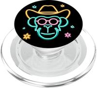 Lunettes de Soleil Cowboy Visage de Singe Funny Western Graphic Rose PopSockets PopGrip pour MagSafe