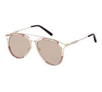 Lunettes de soleil creuses œil de chat pour femme - Monture en métal - Verres roses et jaunes - Verres teintés UV400, C5, Taille unique